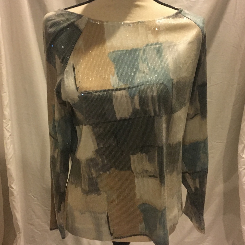 Worth NY sequin pattern multi colored top